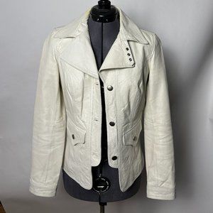 Ladies Cream Leather Jacket - great for Spring!